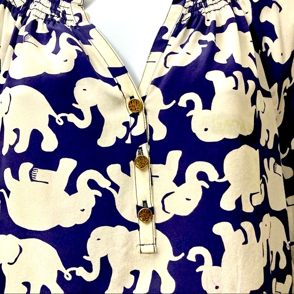 Lilly Pulitzer XS Blue Elephant Print Lightweight Navy EUC - Picture 5 of 6